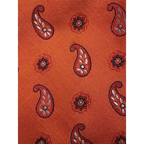 ERMENEGILDO ZEGNA Men's Tie 100% Silk ITALY Luxury FLORAL Red Orange Blue 62EUC